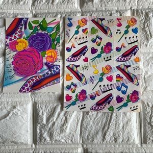 Vintage Lisa Frank Card and Sticker sheet S250 Roses High heels and sheets